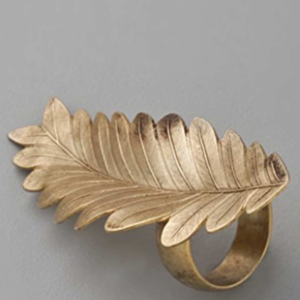 πHPπ Gold plated leaf ring - Picture 2 of 6